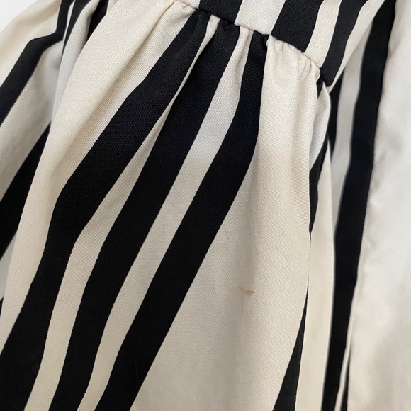 Alice + Olivia Black White Striped Silk Top Blouse - Picture 4 of 5
